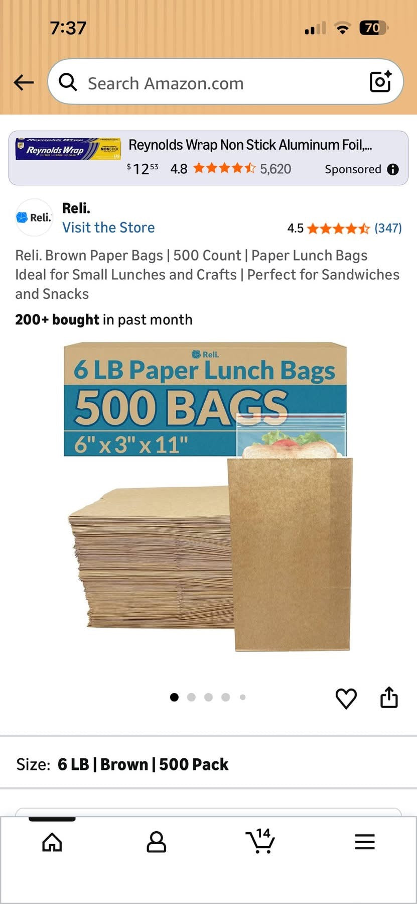 500 ct Brown Paper Bags