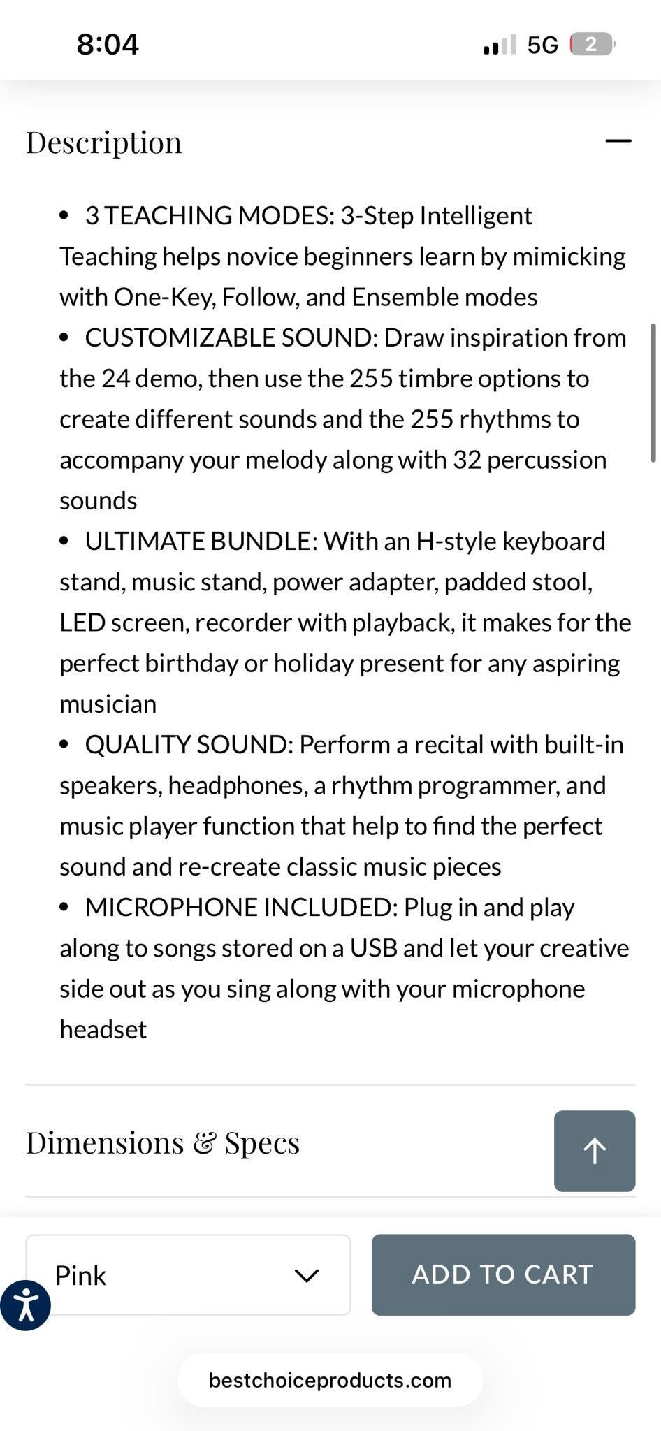 61-Key Beginners Electronic Keyboard