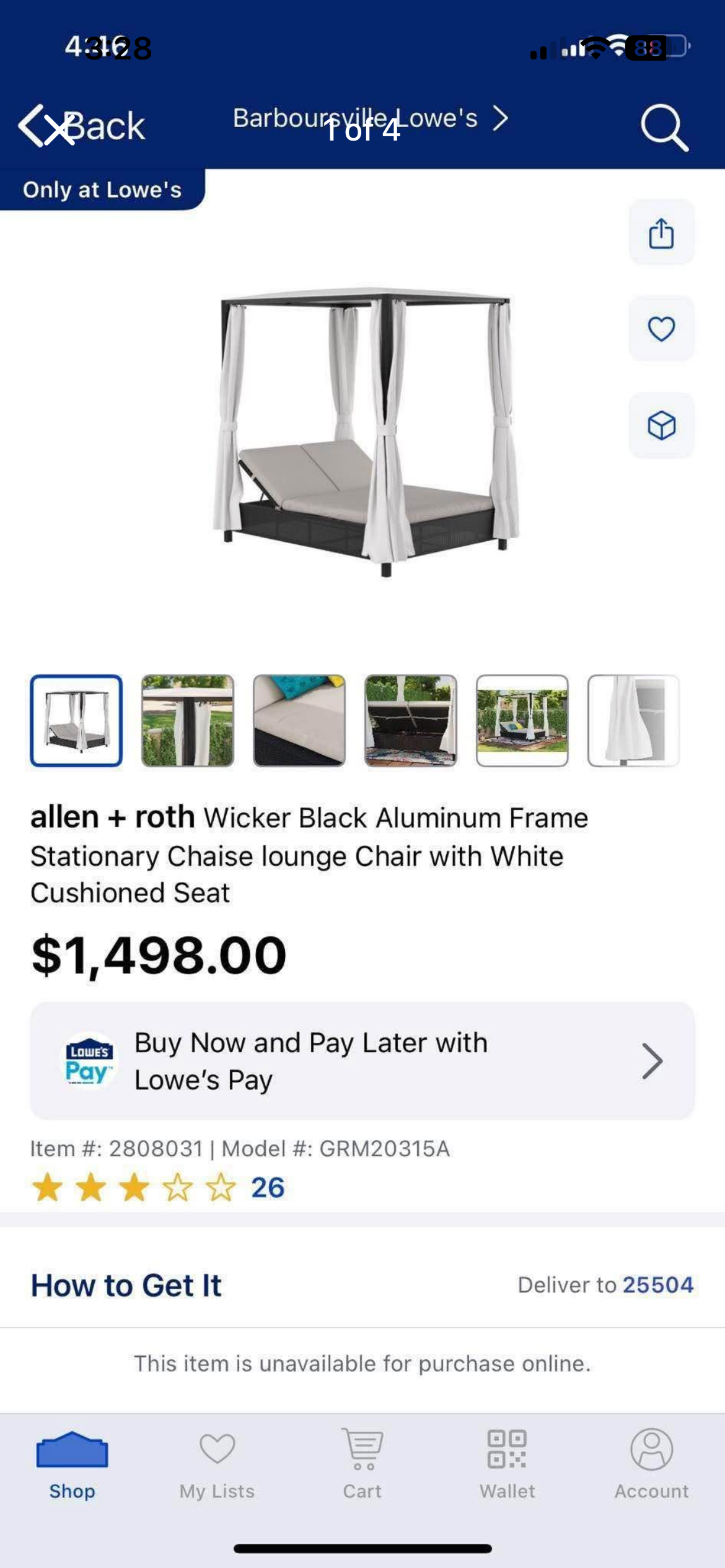 allen + roth Wicker Black Aluminum Frame Stationary Chaise lounge