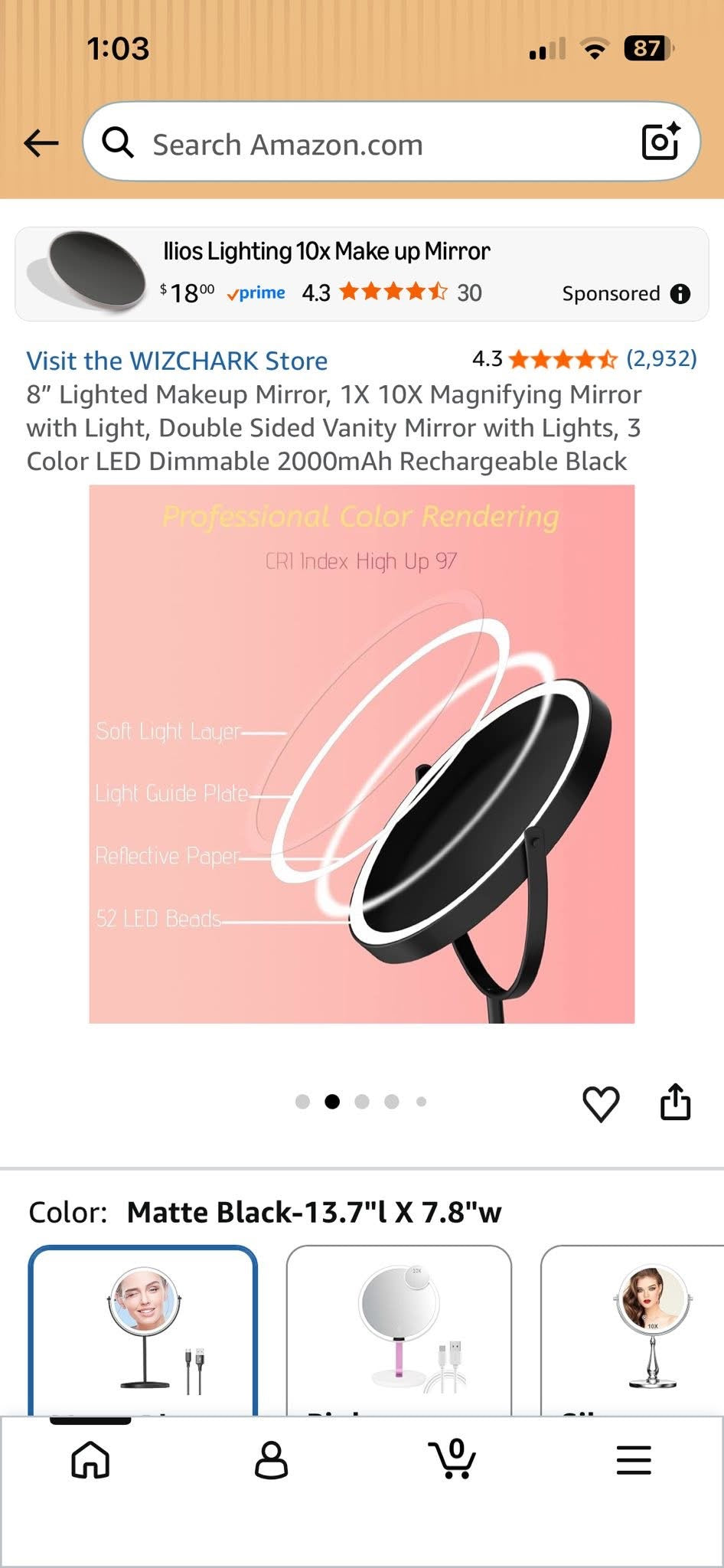 8inch Lighted Makeup Mirror