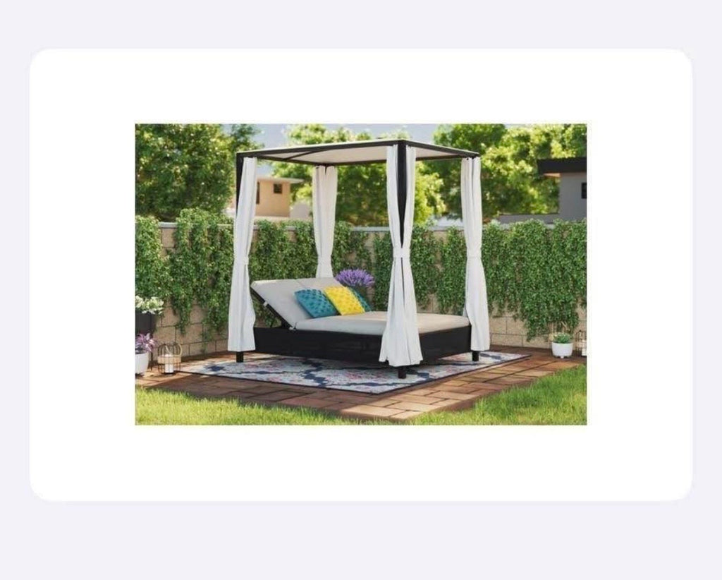 allen + roth Wicker Black Aluminum Frame Stationary Chaise lounge