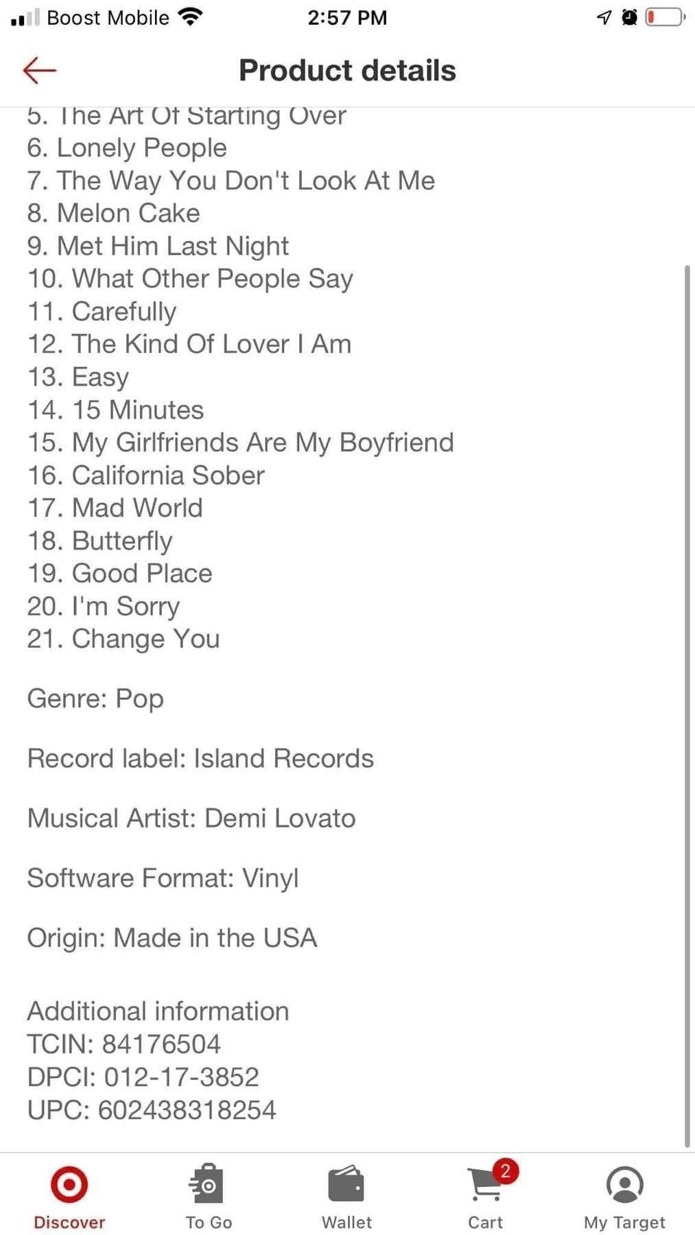Demi Lovato LP
