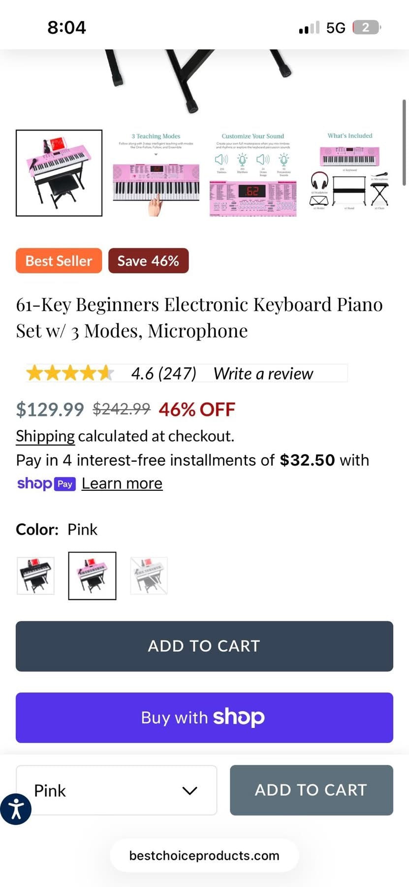 61-Key Beginners Electronic Keyboard
