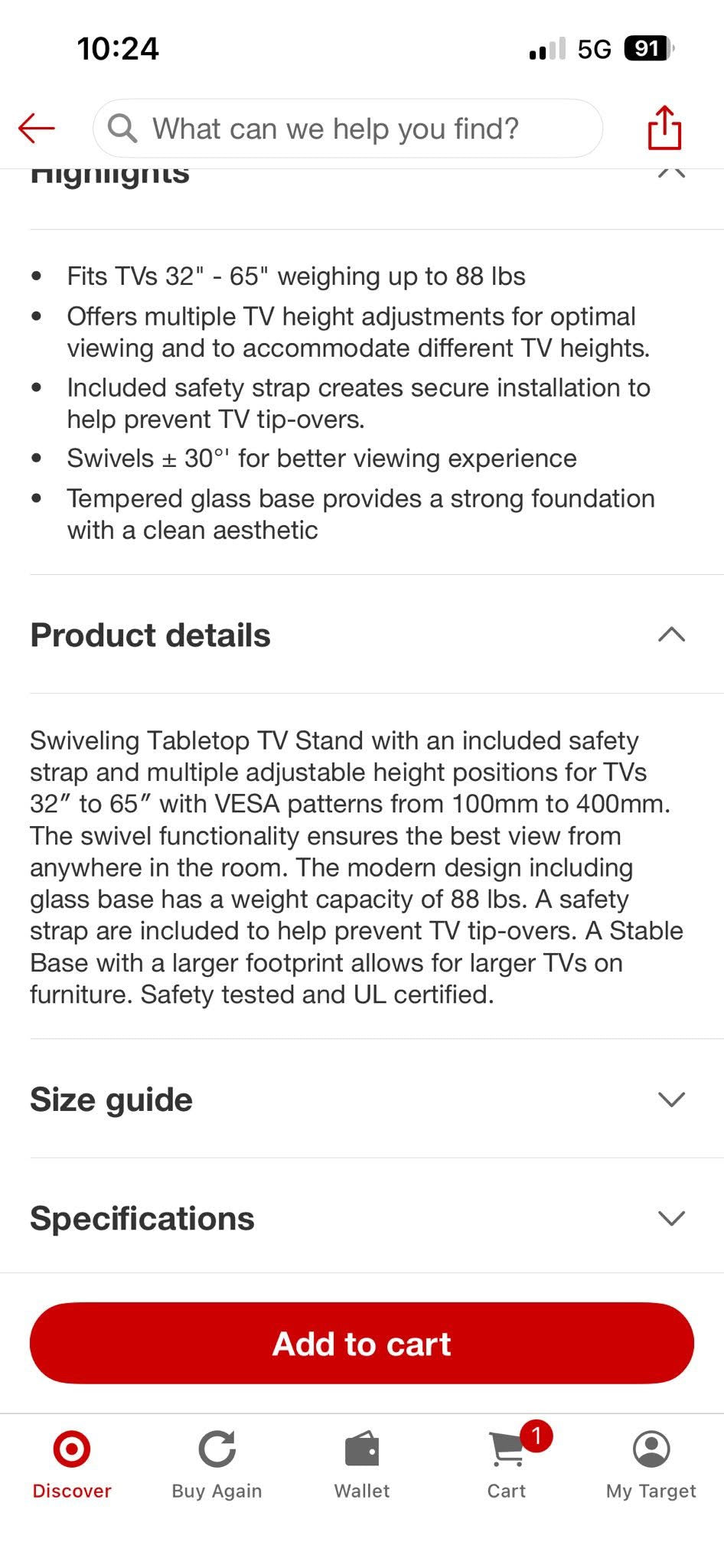 Tabletop TV Stand