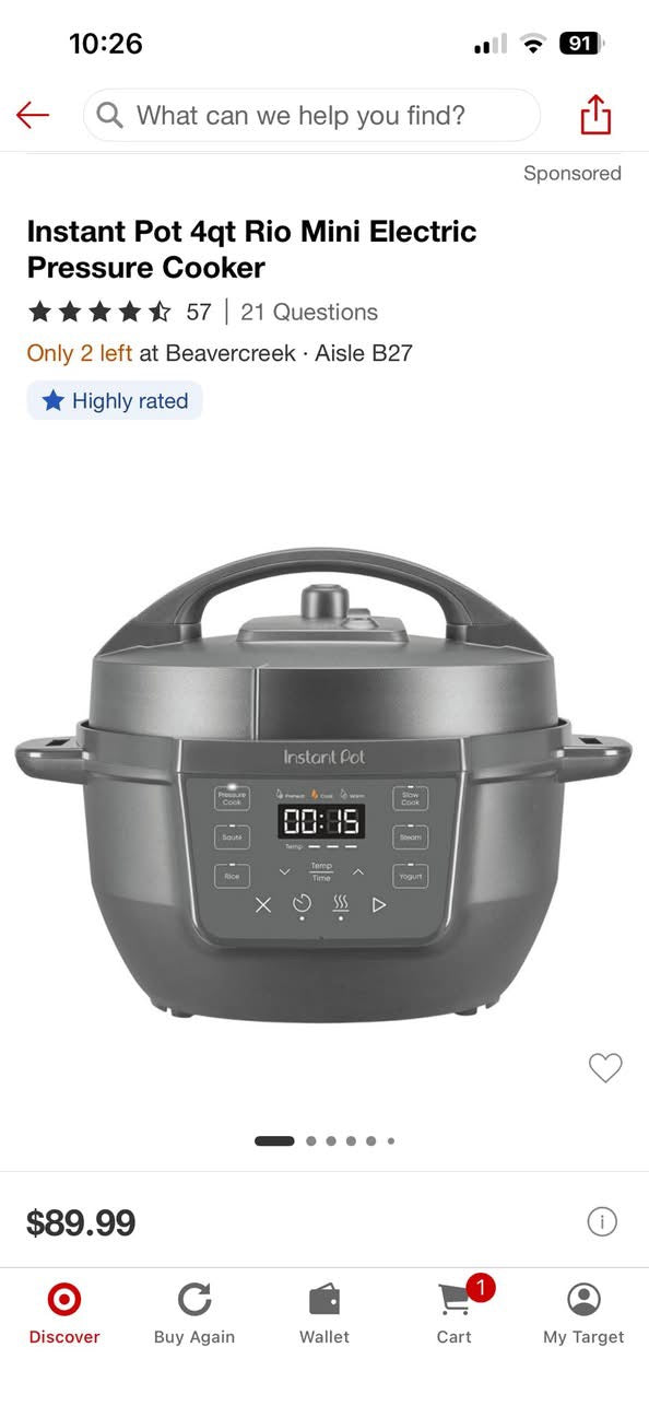 Instant Pot 4qt Rio Mini Electric Pressure Cooker