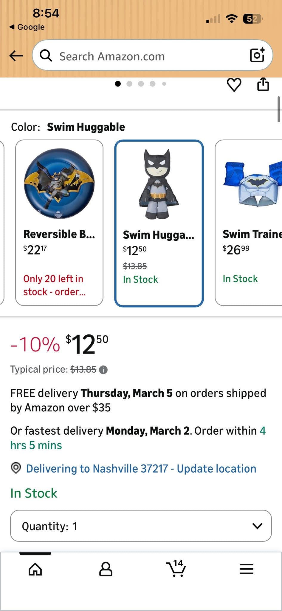 Batman Swim Huggable