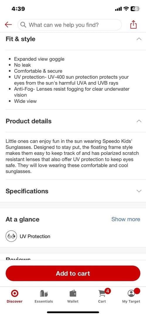 Speedo Kids Sunglasses