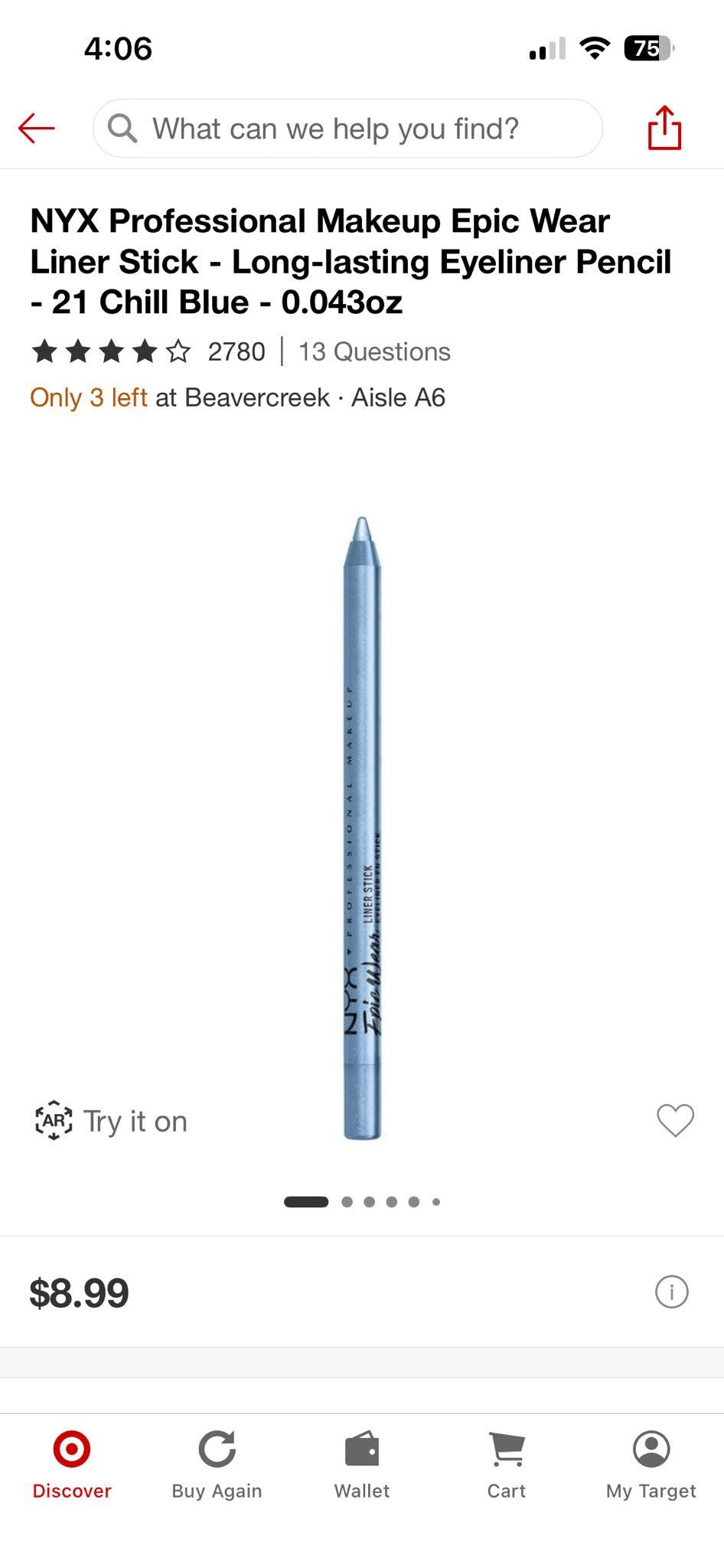 Nyx Eyeliner Pencil - Chill Blue