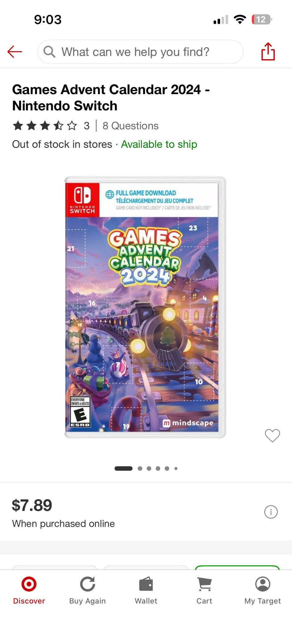 Nintendo Switch Games Advent Calendar 2024