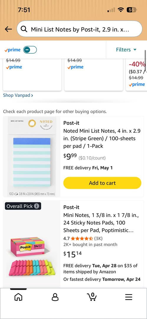 Mini List Notes - Noted by Post It