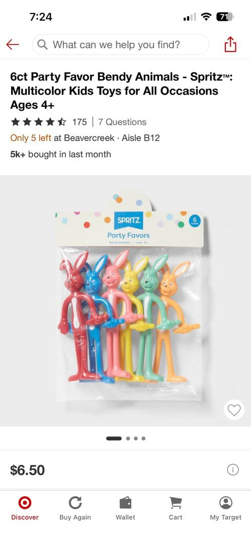 Party Favors - 6ct Bendy Animals