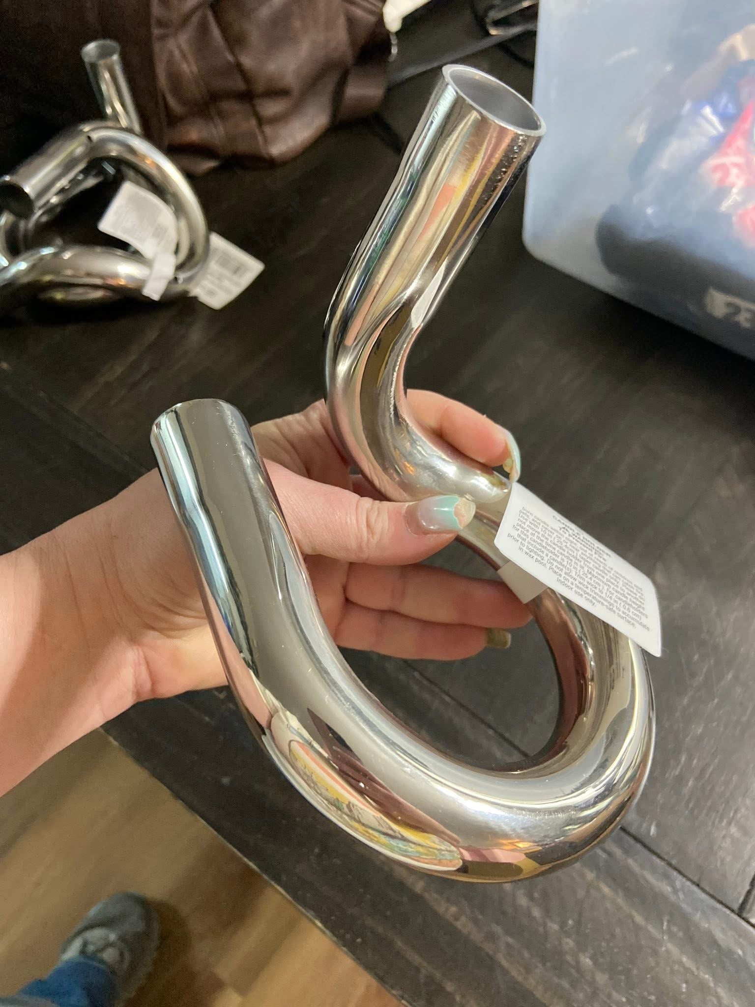 Silver Metal Single Candle Holder - New