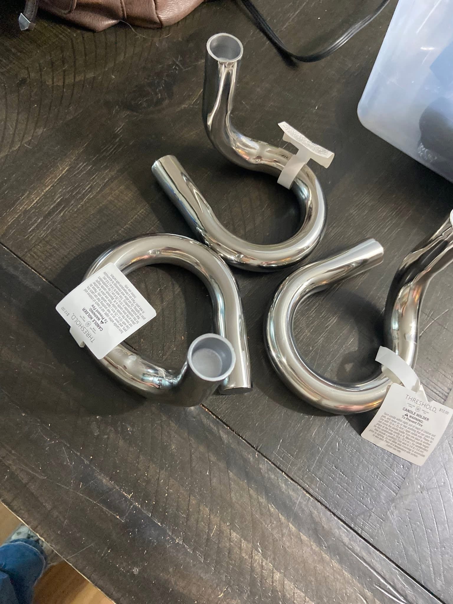 Silver Metal Single Candle Holder - New