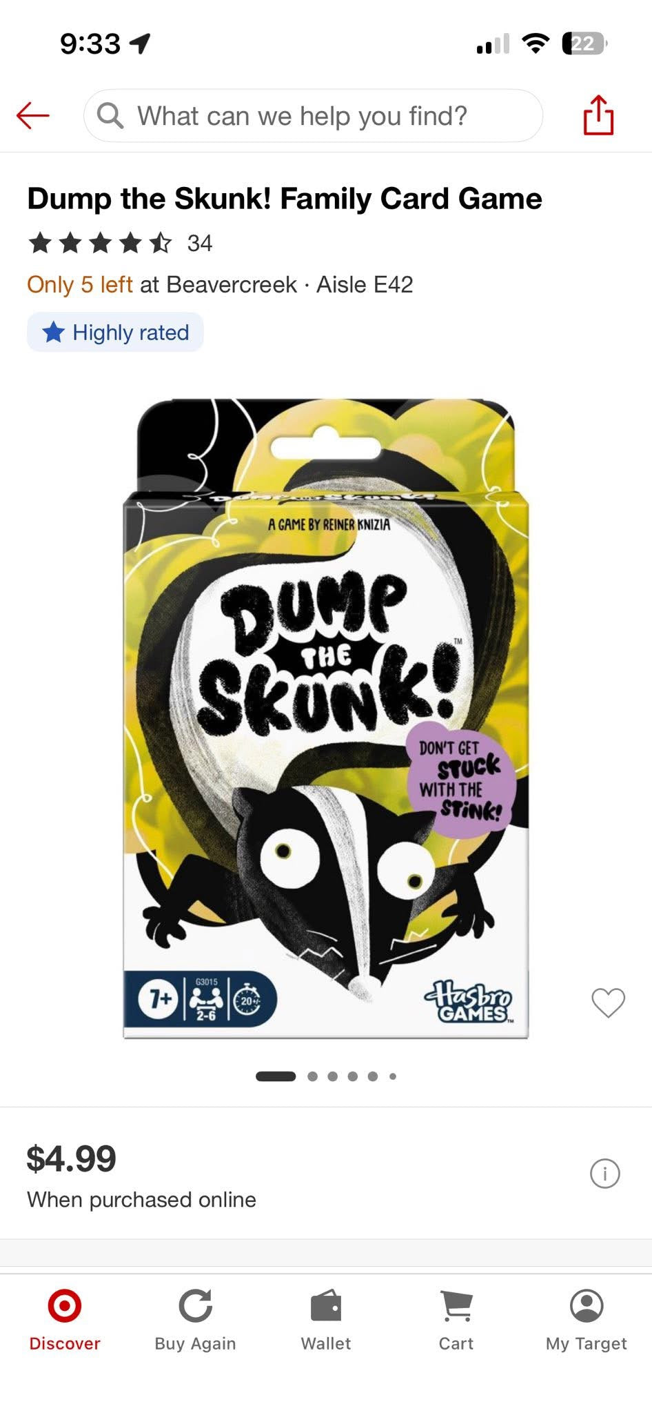 Dump the Skunk Card Game