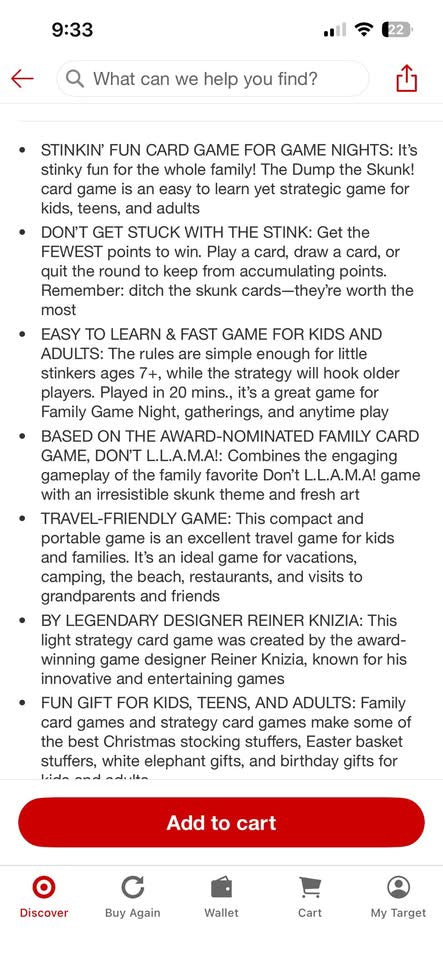 Dump the Skunk Card Game