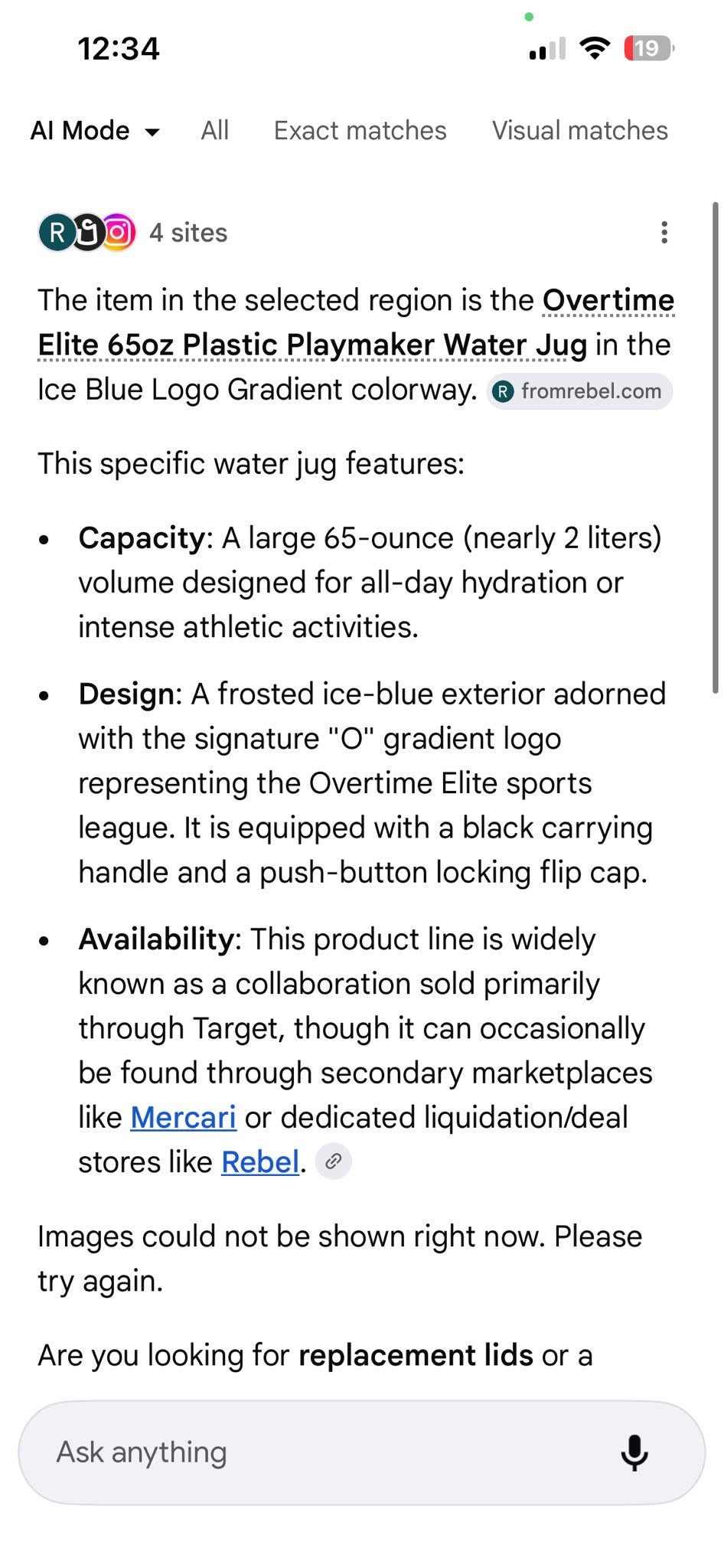 Overtime Elite 65oz Plastic Playmaker Water Jug