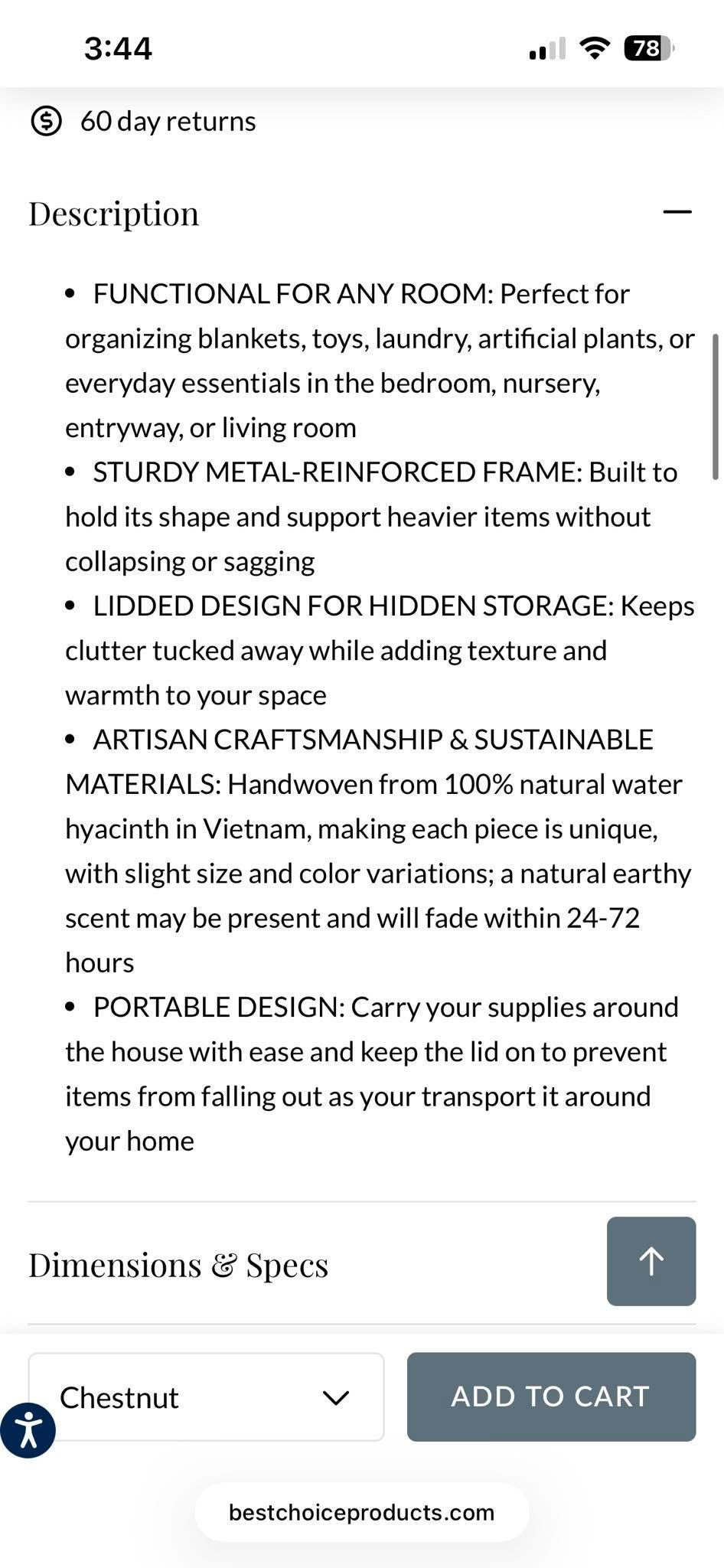 Multipurpose Hyacinth Storage Tote Basket