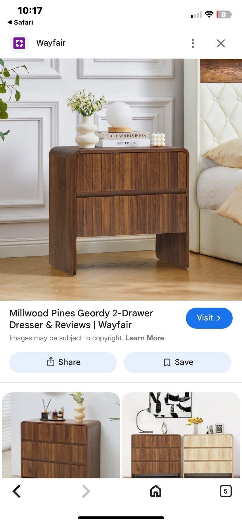 Geordy 2-Drawer Dresser, 23.6"Fluted Nightstand