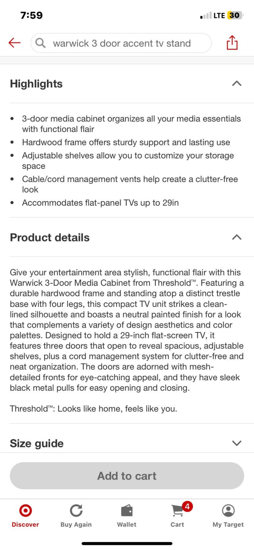 Warwick 3 Door Accent TV Stand