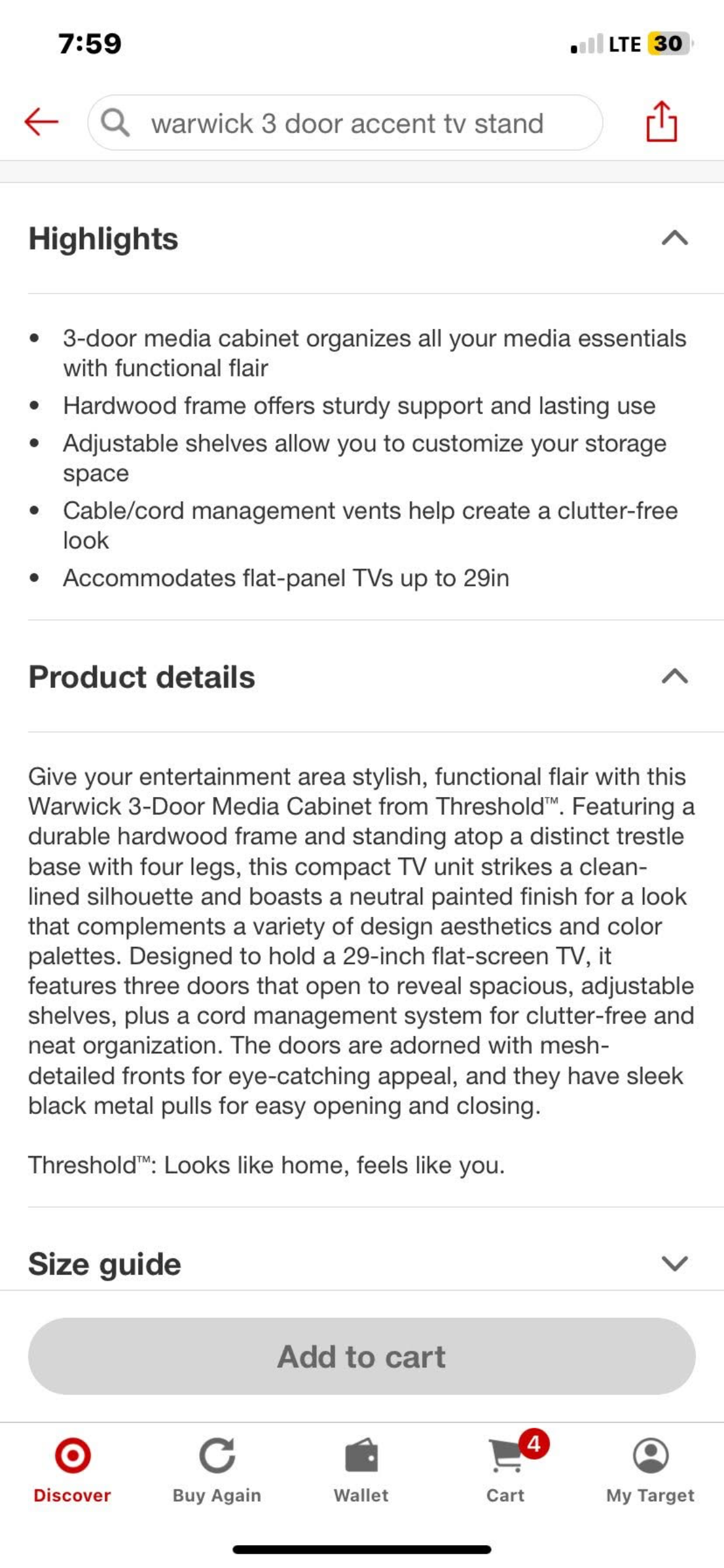Warwick 3 Door Accent TV Stand