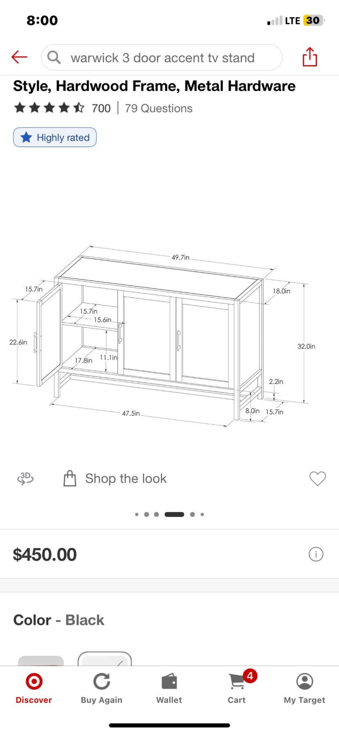 Warwick 3 Door Accent TV Stand