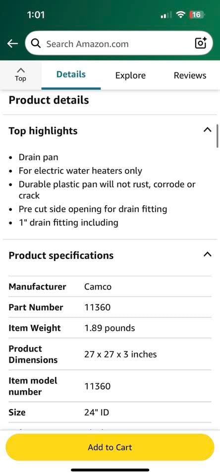 24” Water Heater Drain Pan