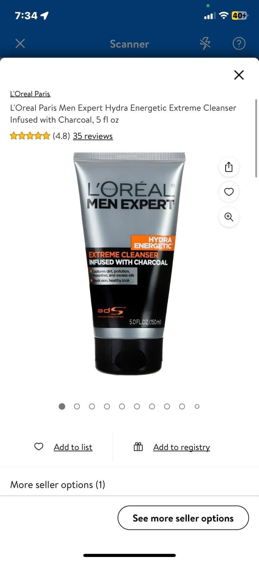 L'Oréal Paris Men's Expert Hydra Energetic Charcoal Cream Cleanser