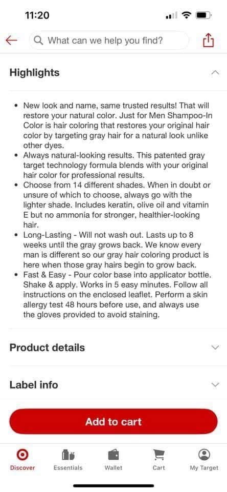 Just For Men Shampoo In Color