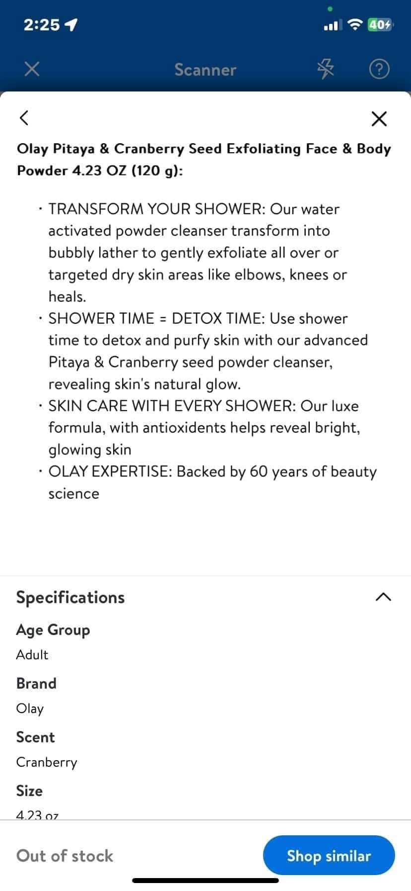 Olay Exfoliating Face & Body Powder