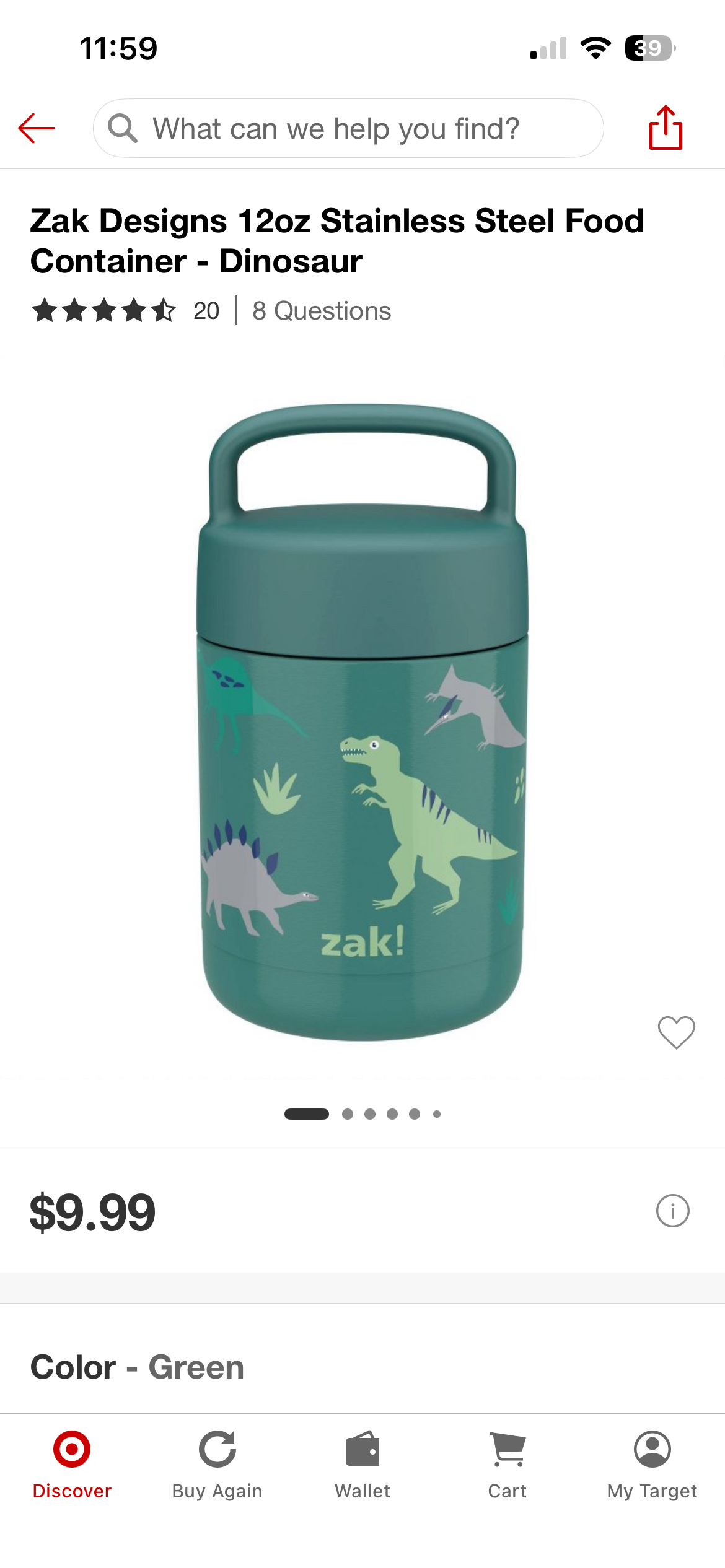 Zak 12oz Stainless Steel Food Container