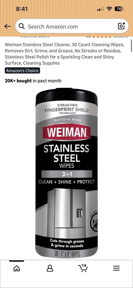 Weiman Stainless Steel Cleaning Wipes