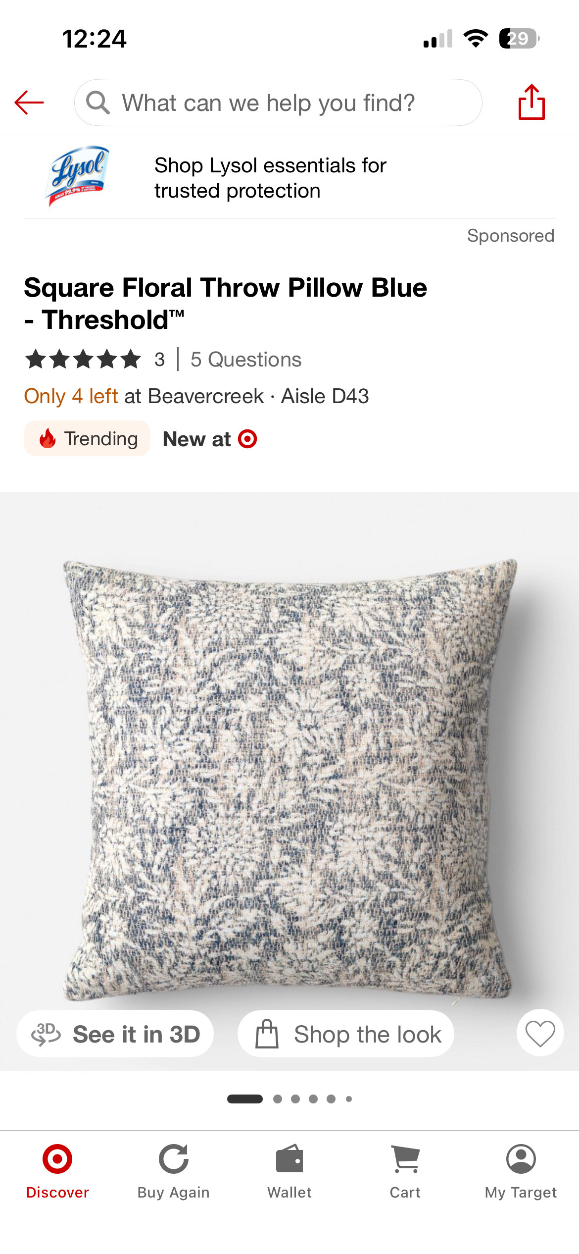 18x18 Square Floral Throw Pillow