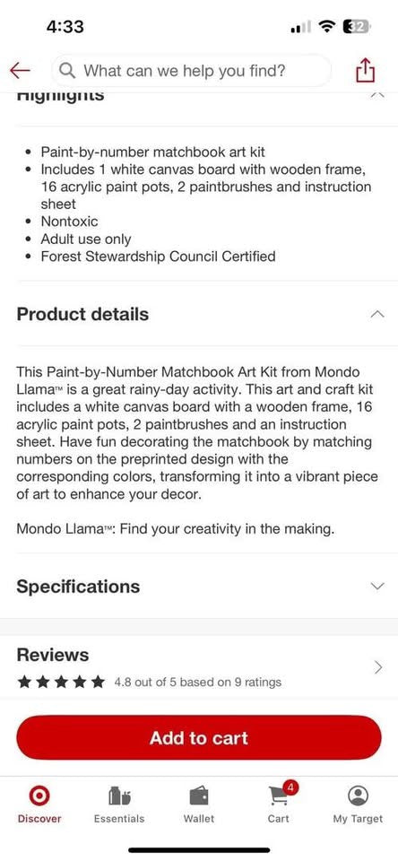 Paint by Number Matchbook Art Kit
