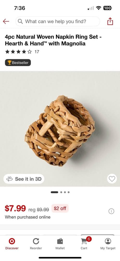 4pc Woven Napkin Rings