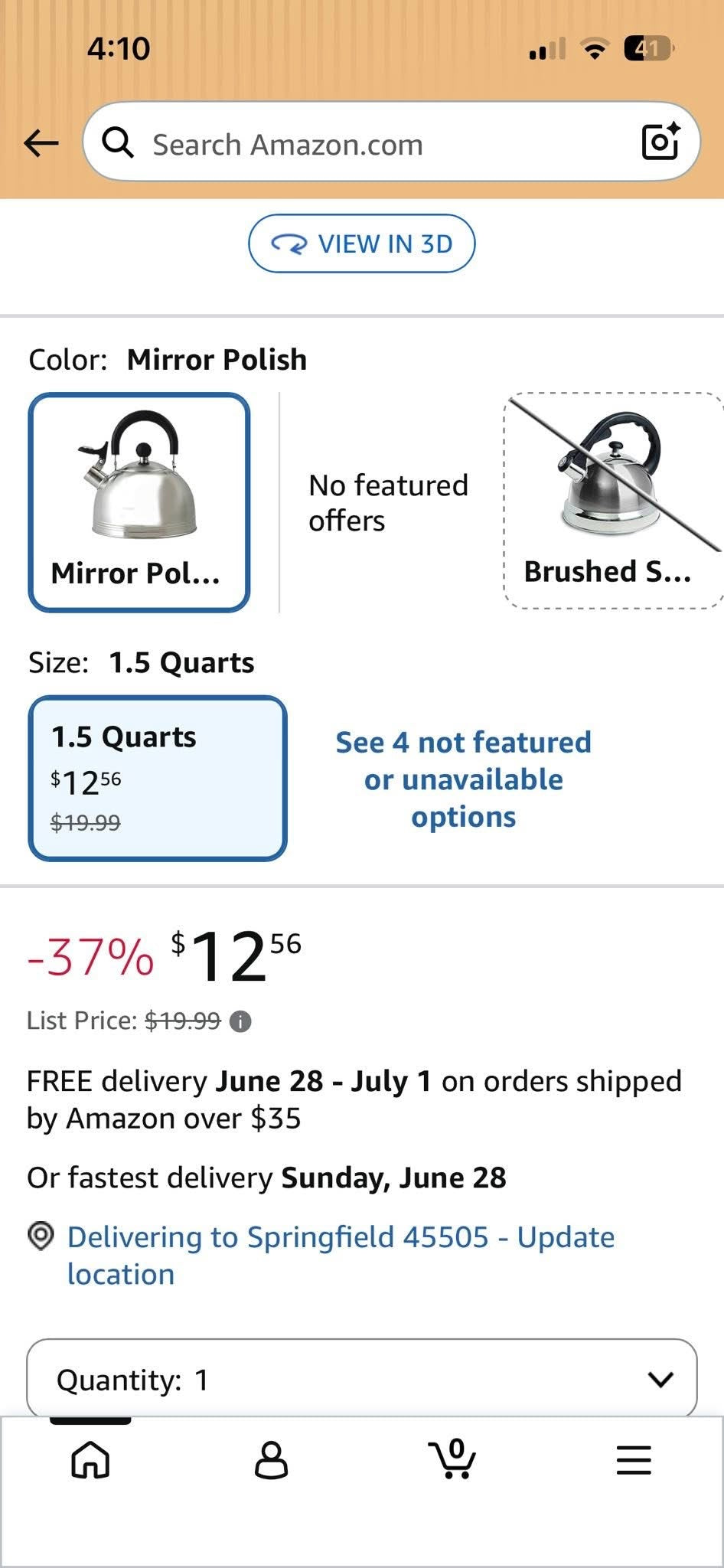 Mr. Coffee Carterton Stainless Steel Whistling Tea Kettle