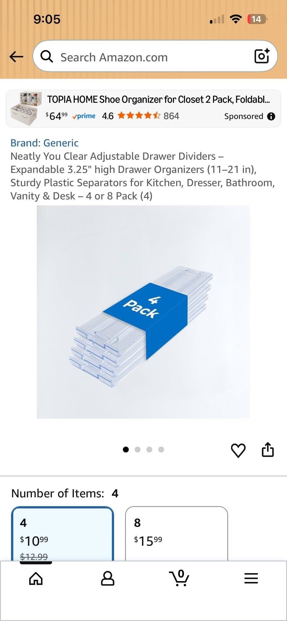 4 pack Drawer Dividers