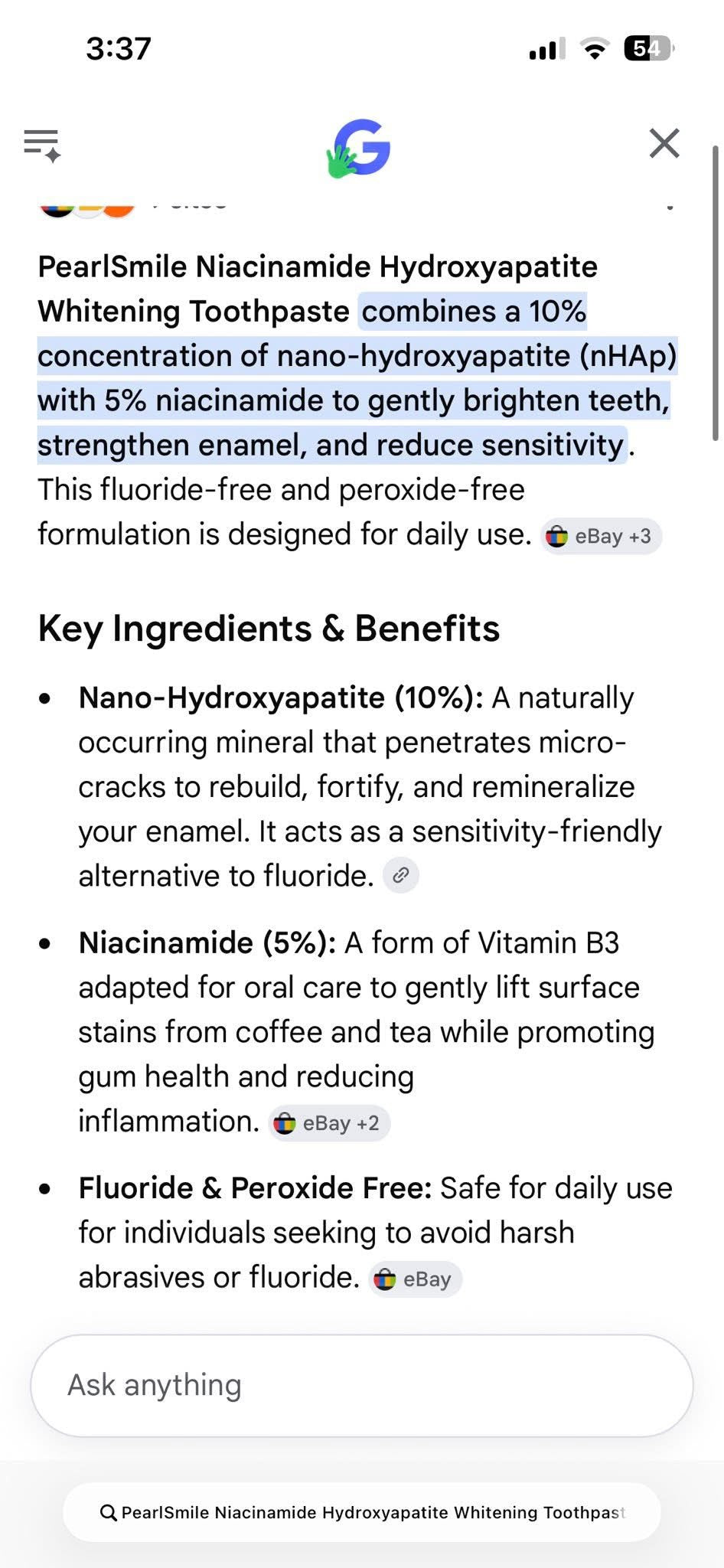 PearlSmile Niacinamide Hydroxyapatite Whitening Toothpaste