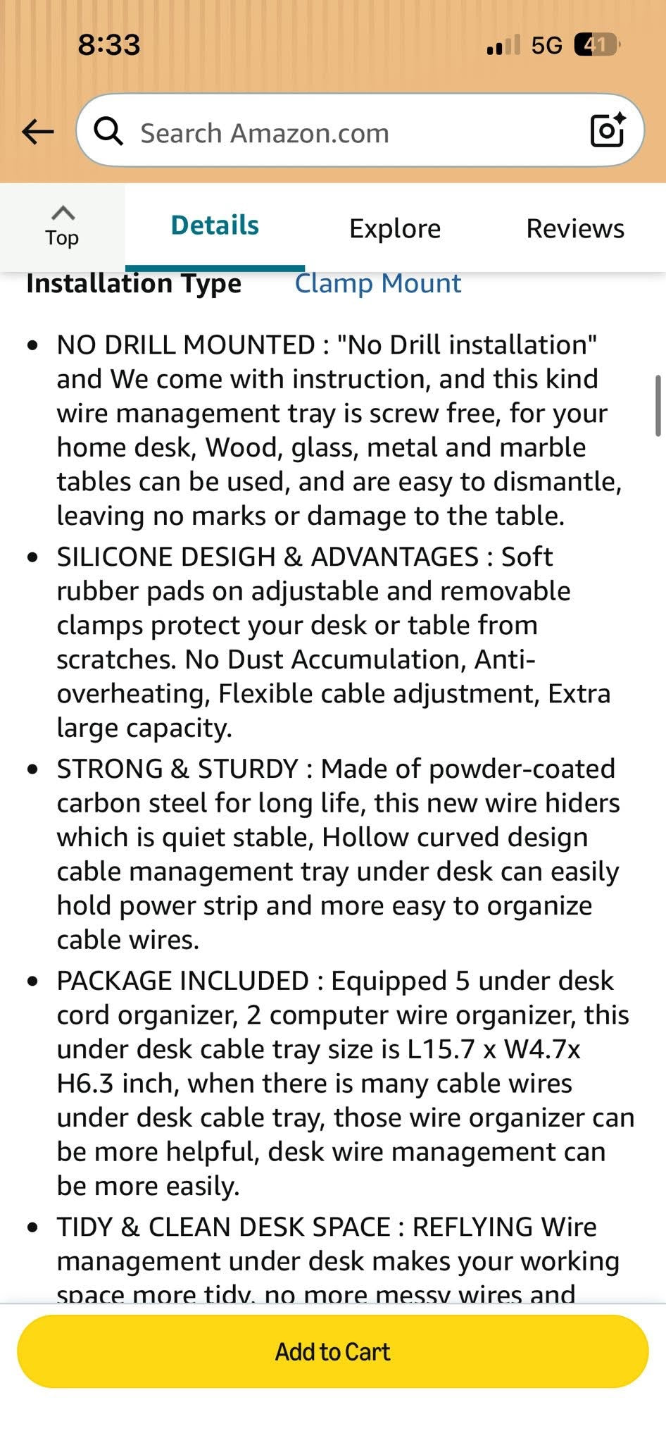 Under Desk Cable Management Tray