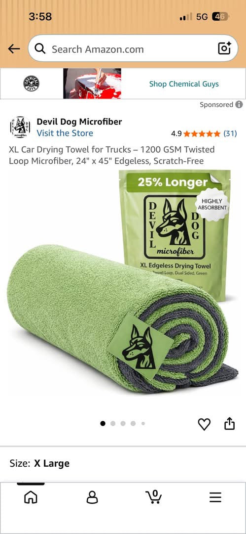 Devil Dog MicrofibeR XL Car Drying Towel