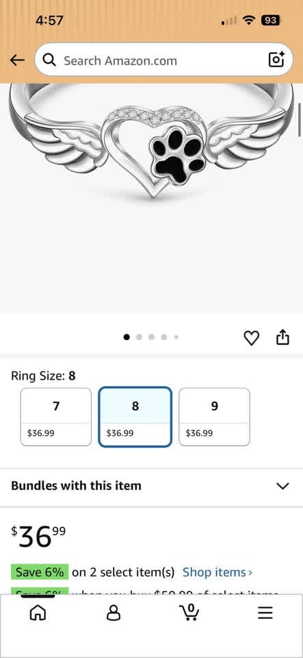 Sterling Silver Paw Print Ring