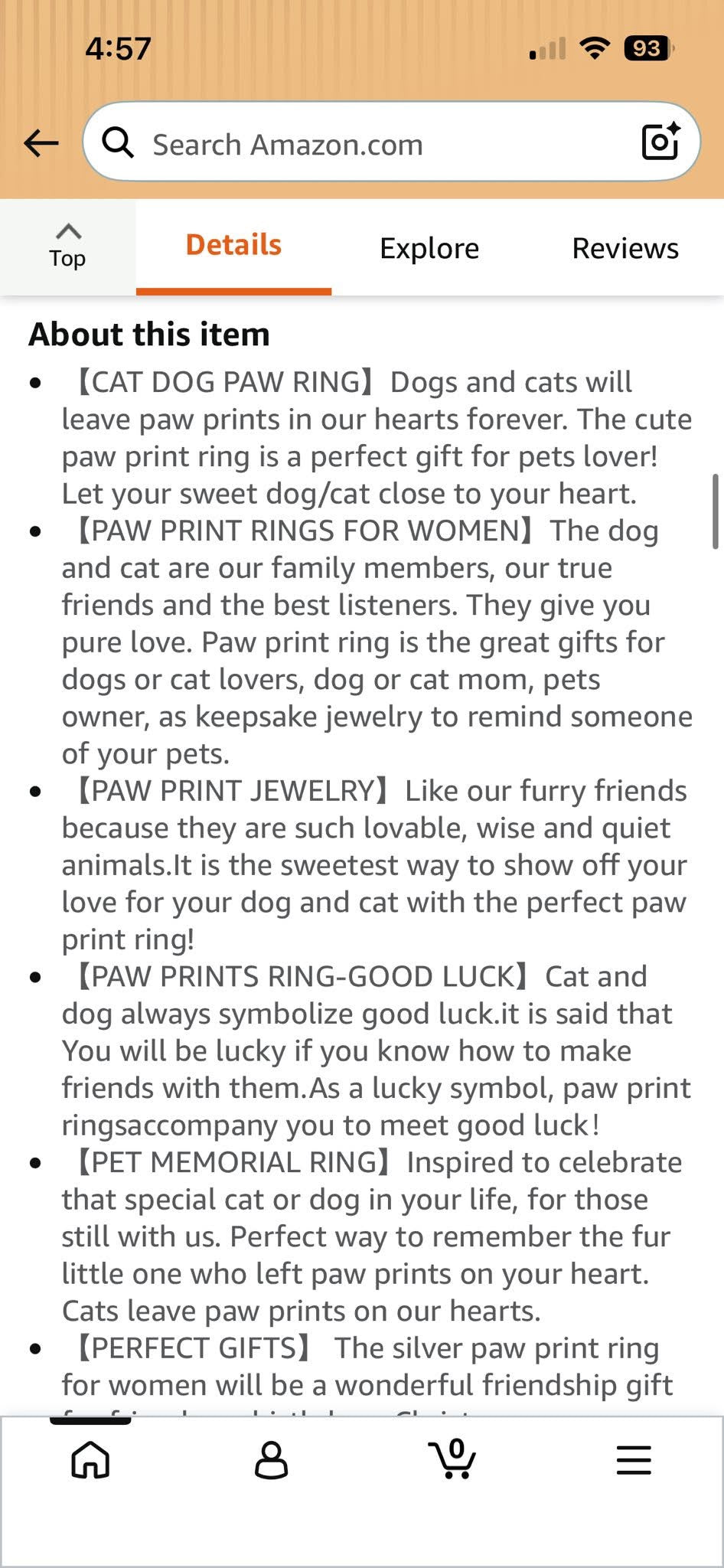 Sterling Silver Paw Print Ring