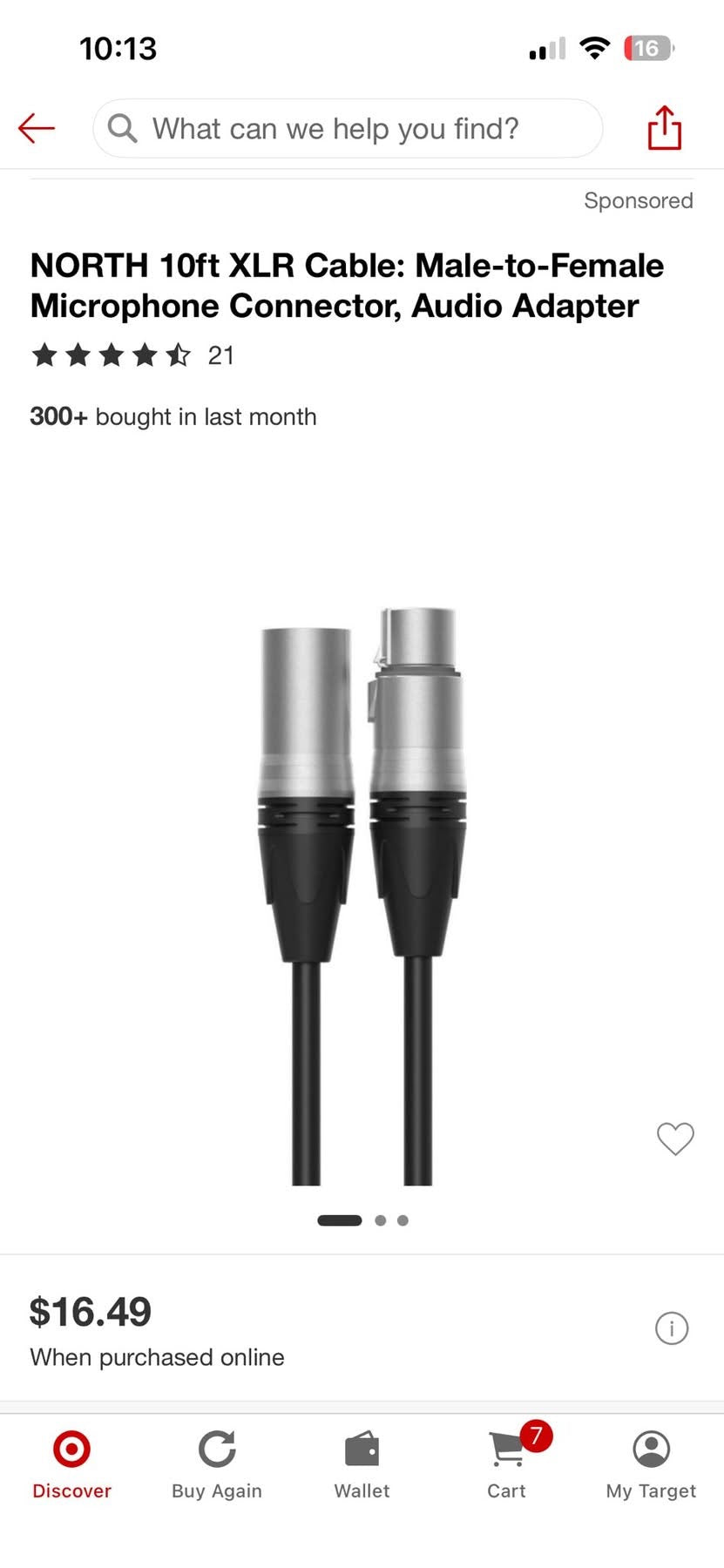 10ft XLR Cable