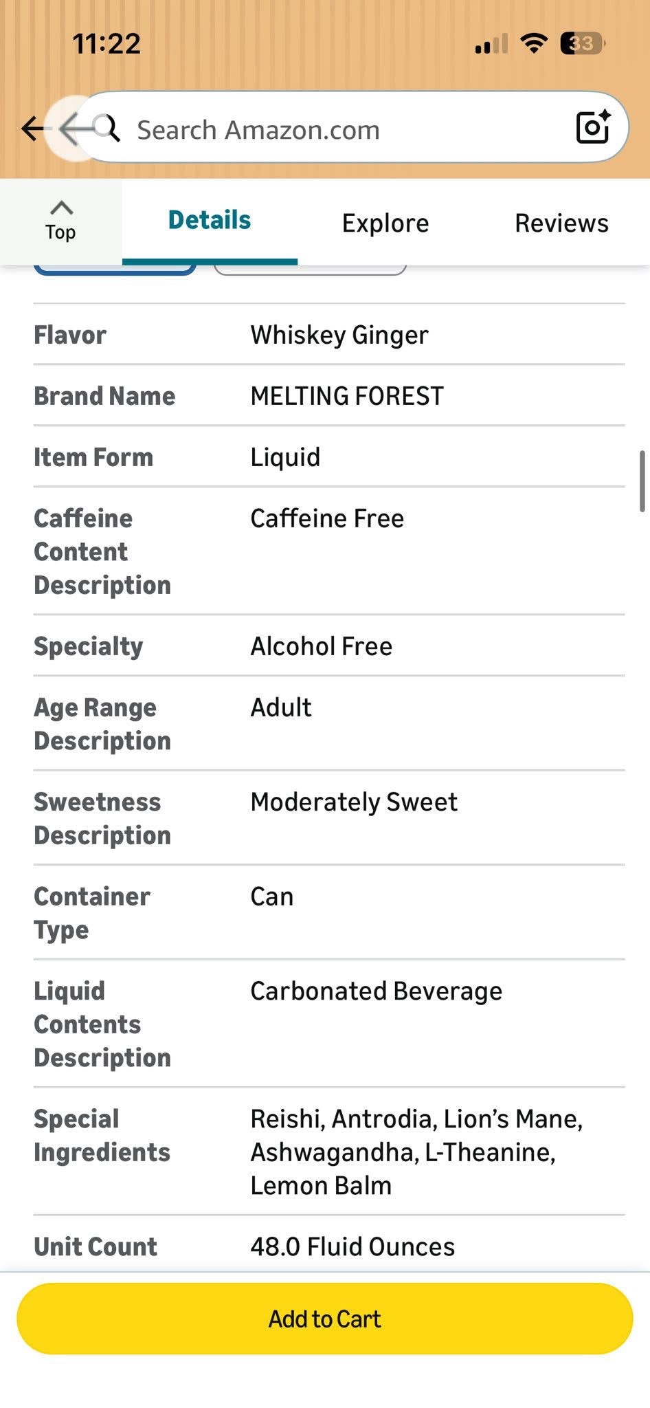 Melting Forest Functional Mocktail Whiskey Ginger