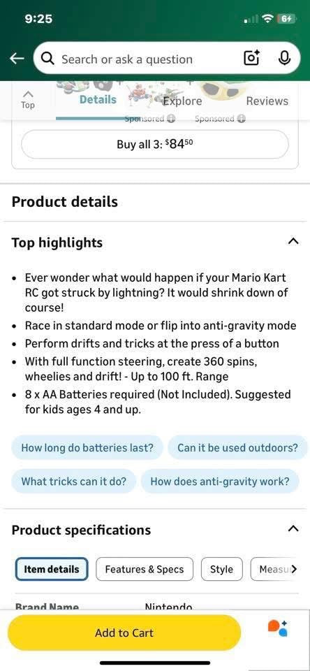 Mario Kart Mini Anti-Gravity R/C Racer