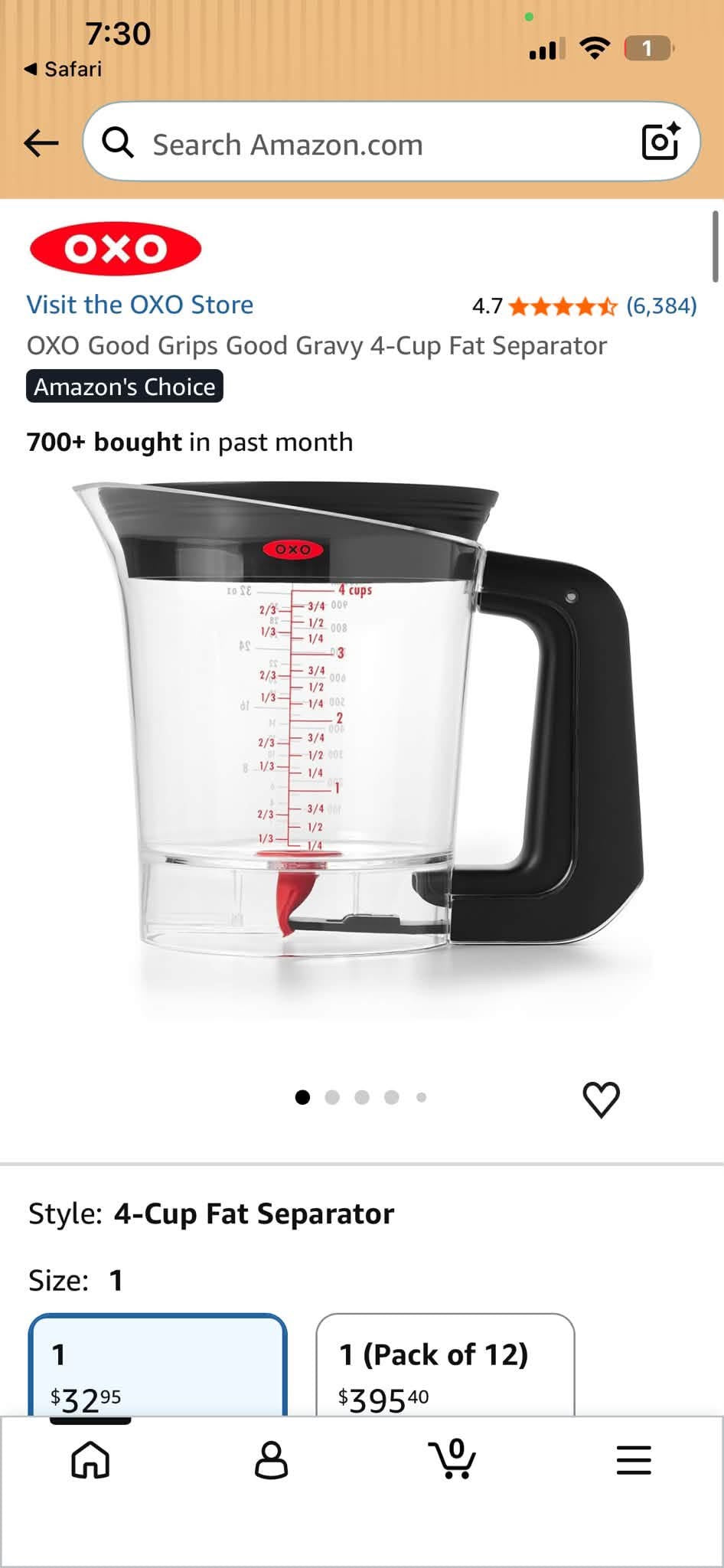 OXO Good Grips Good Gravy 4-Cup Fat Separator