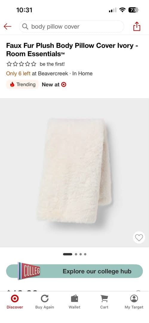 Faux Fur Body Pillow Cover