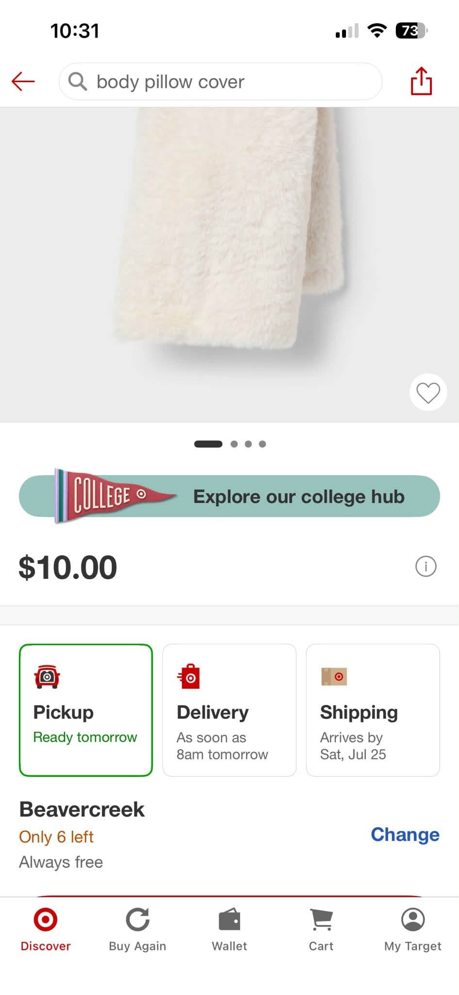 Faux Fur Body Pillow Cover