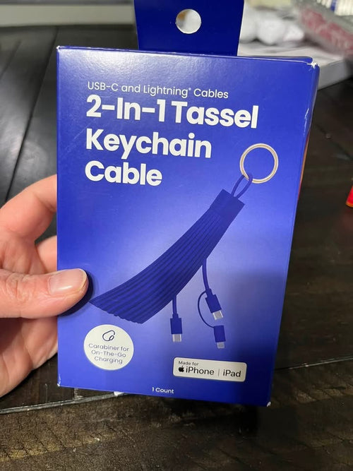 2 in 1 - Tassel Keychain Cable - New
