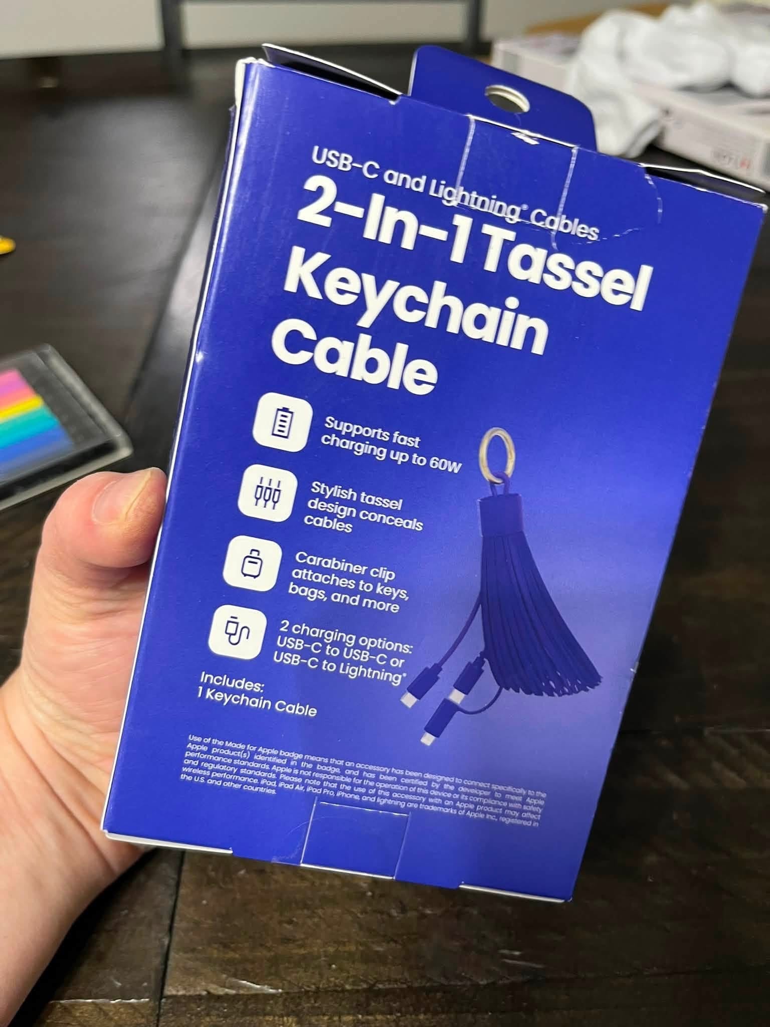 2 in 1 - Tassel Keychain Cable - New