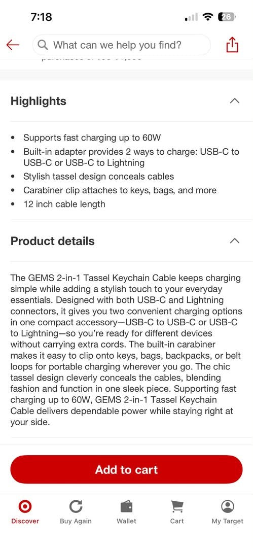 2 in 1 - Tassel Keychain Cable - New